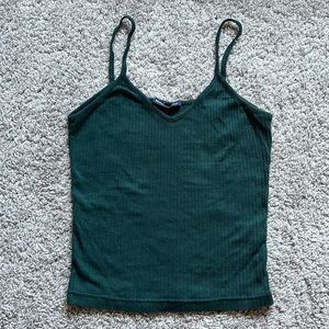 Brandy Melville Green Ribbed Tank Top